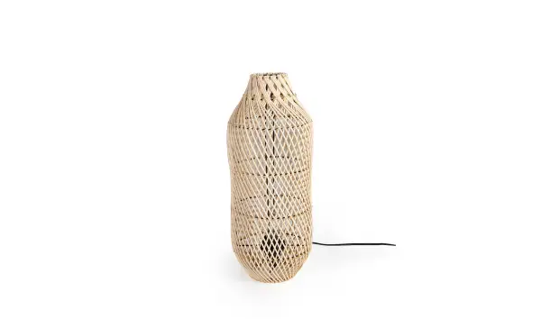 Lámpara de sobre mesa rattan natural tubular
