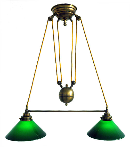 Lampara sube y baja cristal 2 tulipas verde