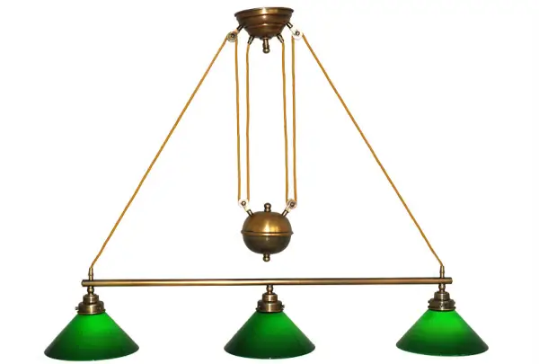 Lampara sube y baja cristal 3 tulipas verde