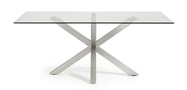 Mesa ARYA acero y cristal transparente