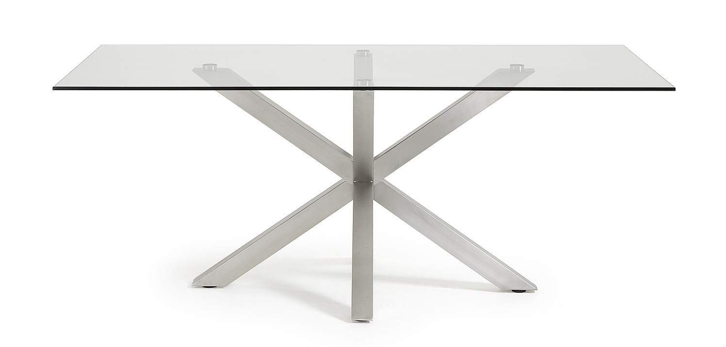 Mesa ARYA acero y cristal transparente