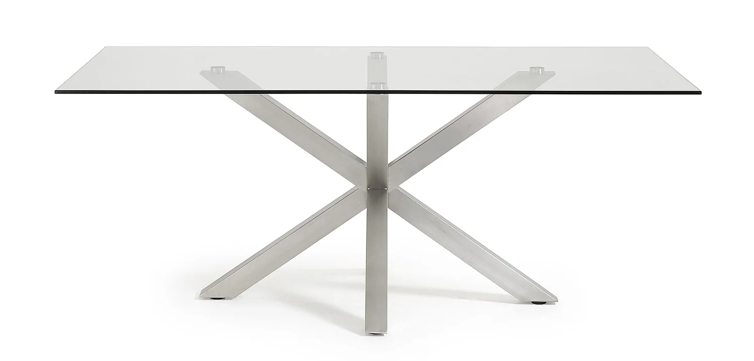Mesa ARYA acero y cristal transparente