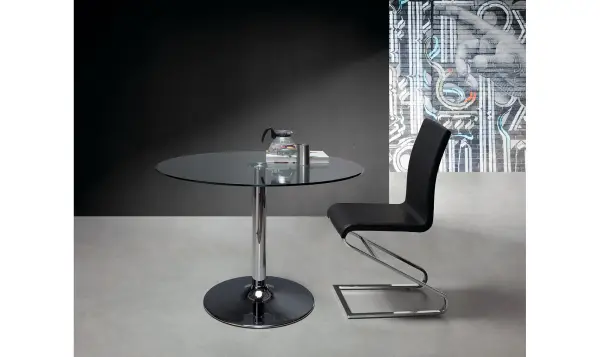 Mesa Fany cromado cristal transparente