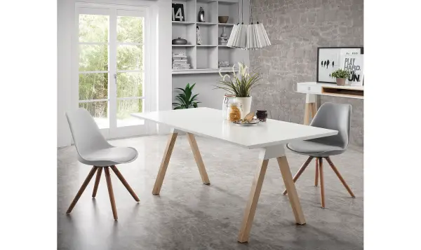 Mesa Slike lacado en blanco puro