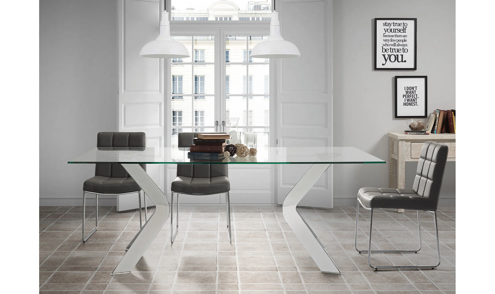 Mesa Wesport cristal transparente en tope