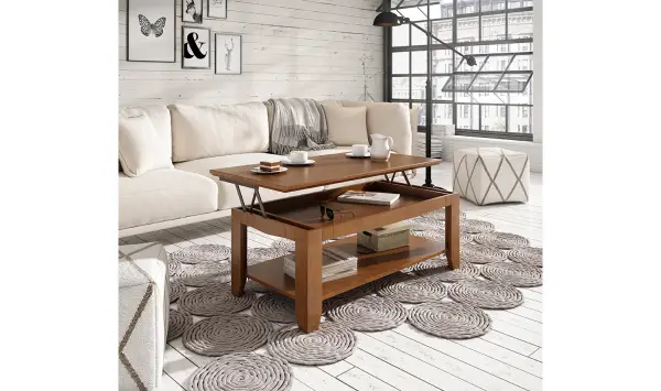Mesa centro colonial con estante elevable Bora Bora