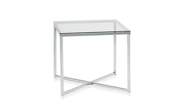 Mesa cuadrada cristal cromado en tope