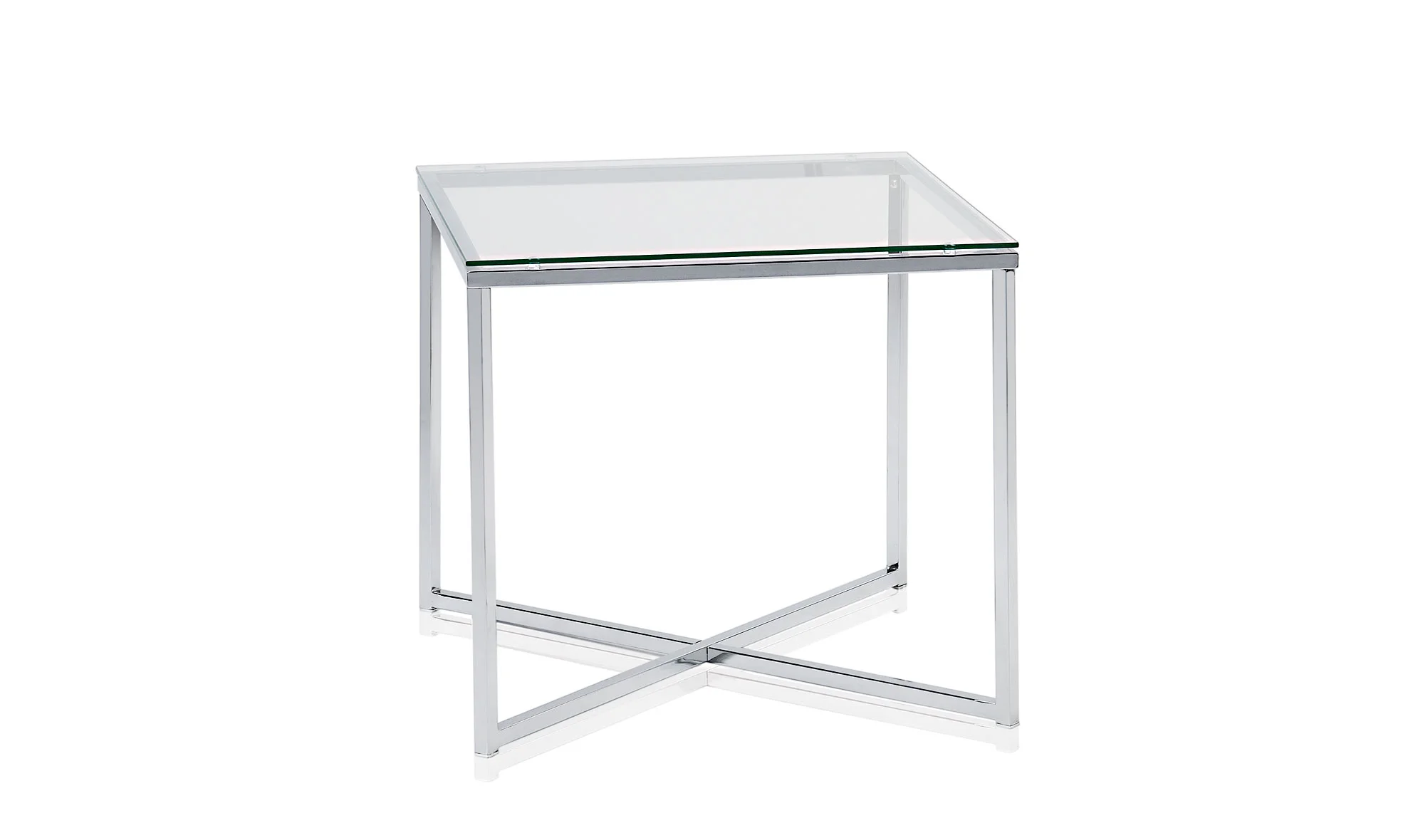 Mesa cuadrada cristal cromado en tope