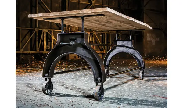 Mesa de Comedor Base de Acero con Ruedas
