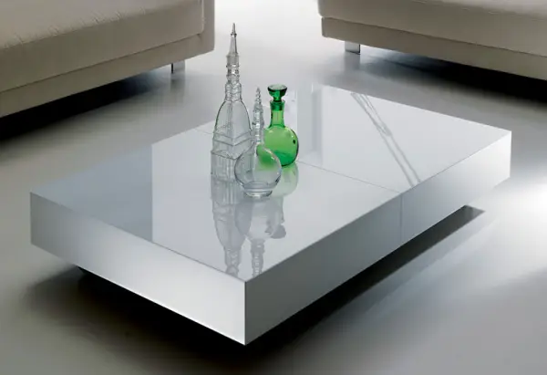 Mesa de centro convertible en mesa de comedor laca Moderna Box