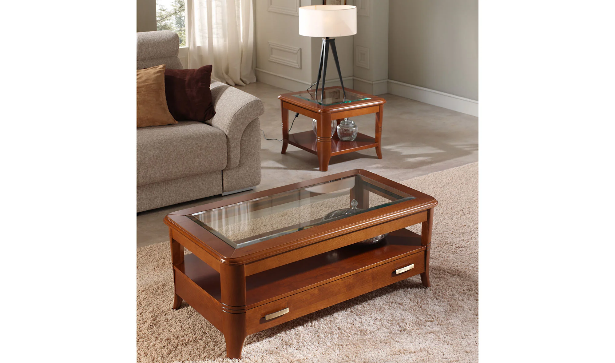 Mesa de centro rectangular elevable clásica Atalin