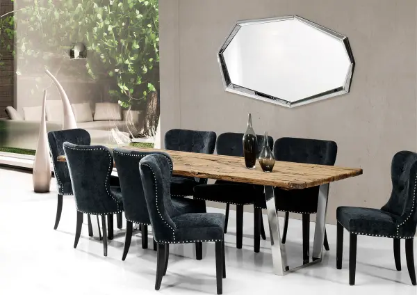 Mesa de comedor acero y madera reciclada
