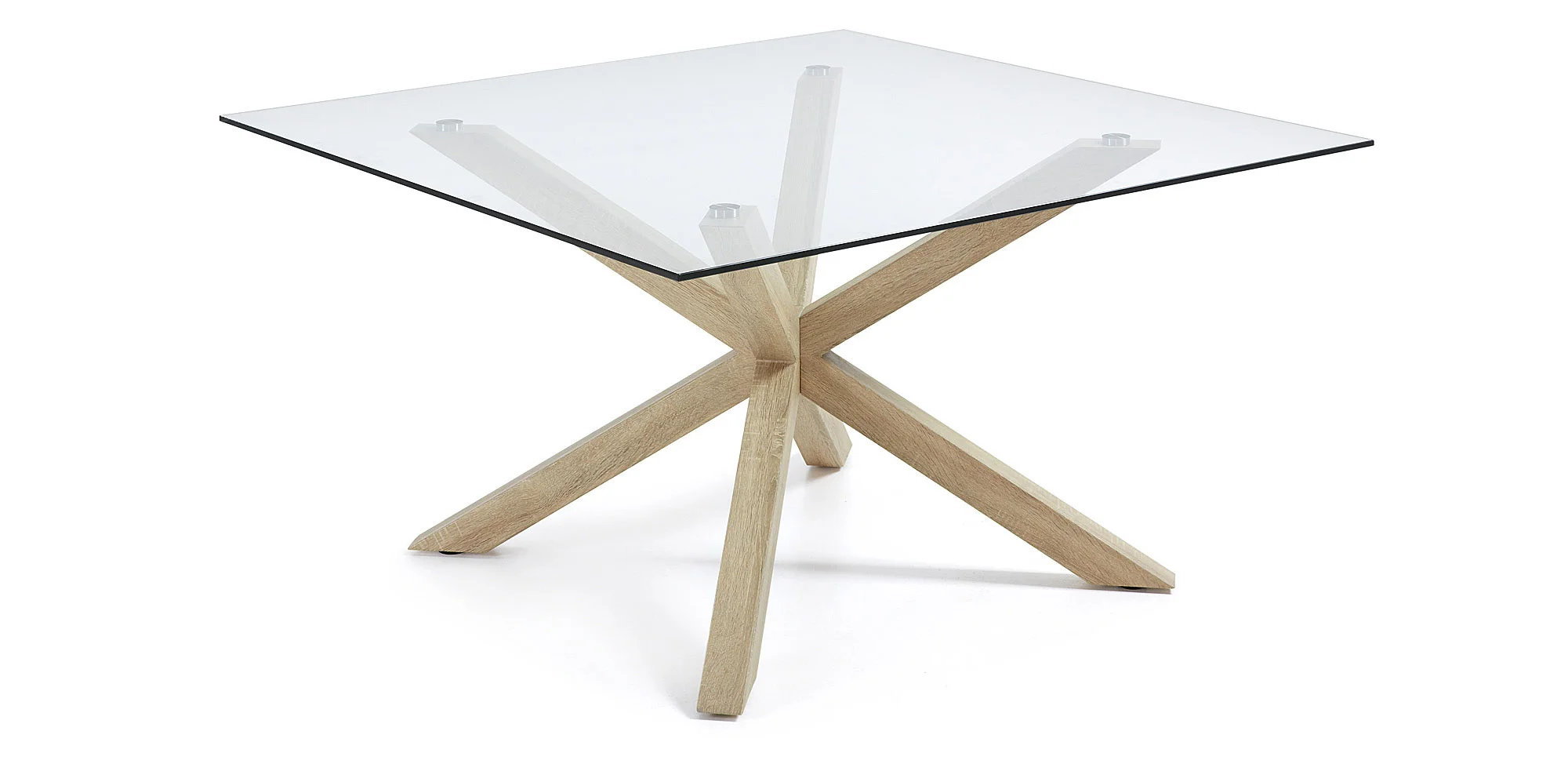 Mesa de comedor cuadrada madera y cristal moderna Arya