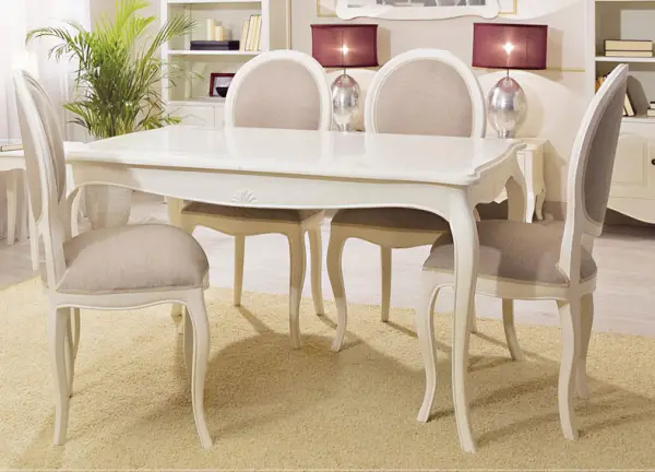 Mesa de comedor extensible blanca Vintage París