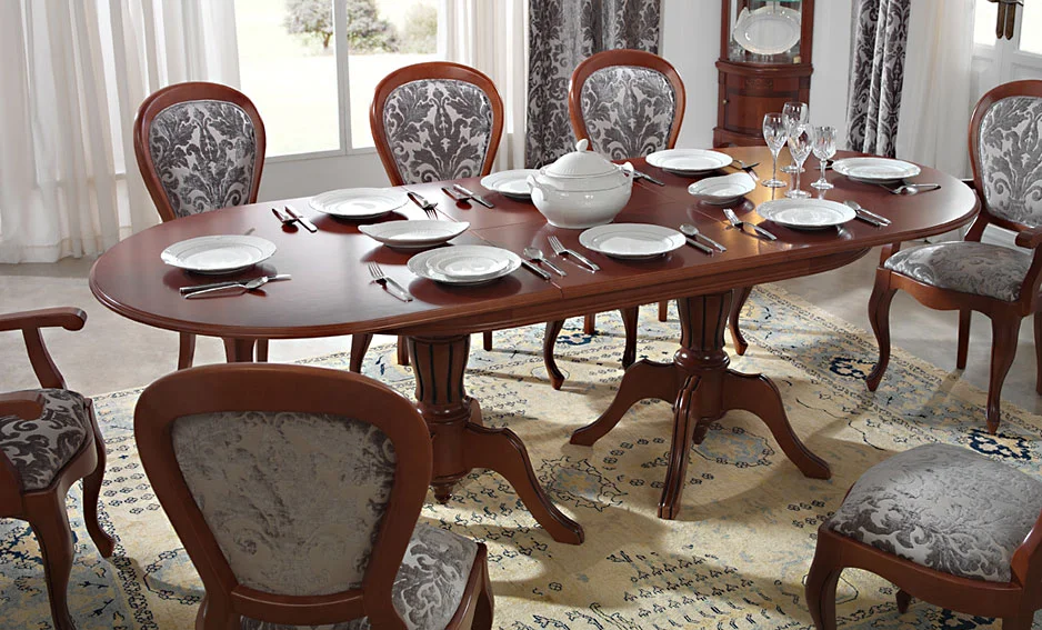 Mesa de comedor extensible clásica Loreta