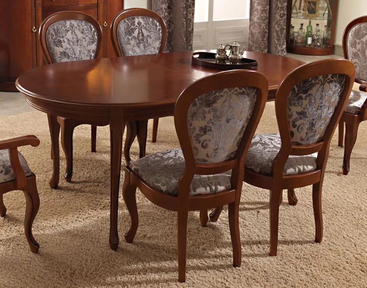 Mesa de comedor ovalada extensible clásica Jorja