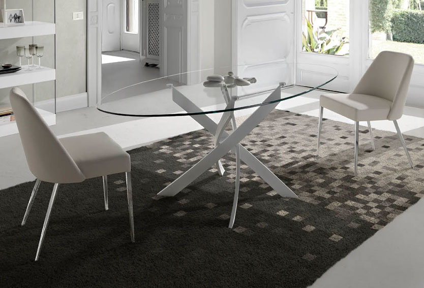 Mesa de comedor ovalada lacada Moderna Xenon