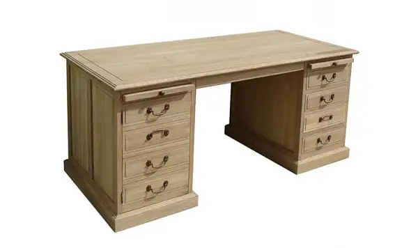 Mesa de despacho doble pedestal roble natural