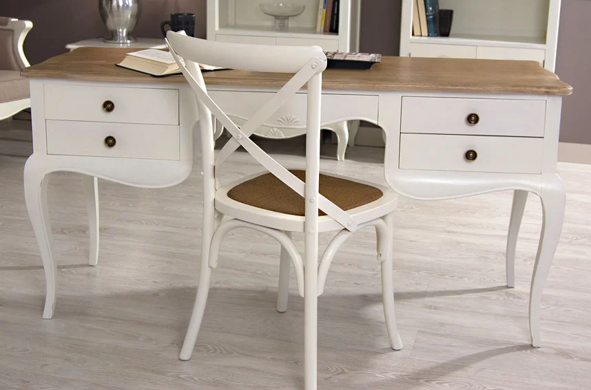 Mesa de escritorio 5 cajones bicolor Vintage París