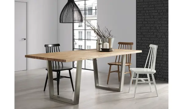 Mesa de roble inoxidable