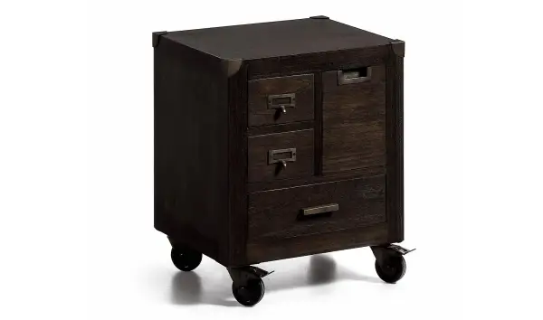 Mesita de noche con ruedas vintage Industrial