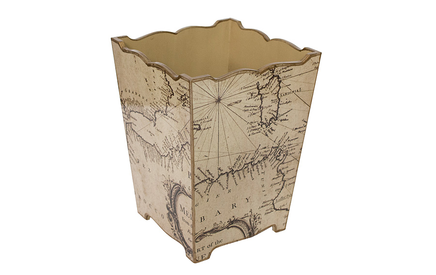 Papelera vintage mapa mundi