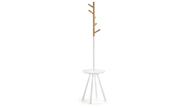 Perchero velador Nerb blanco y madera