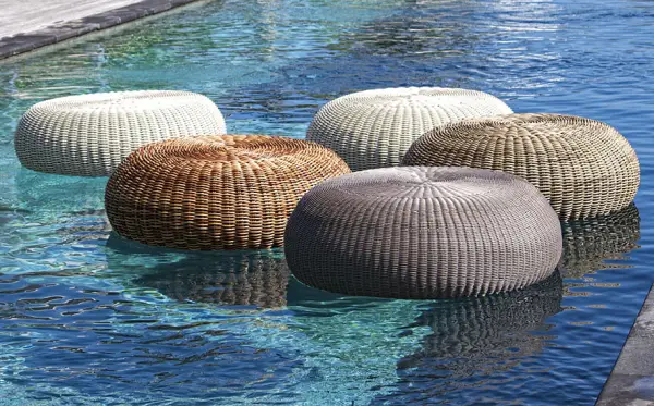 Pouf redondo de jardín Cube