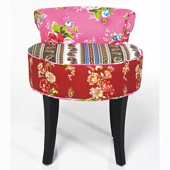 Set 2 Taburetes Vintage Pequeños Patchwork