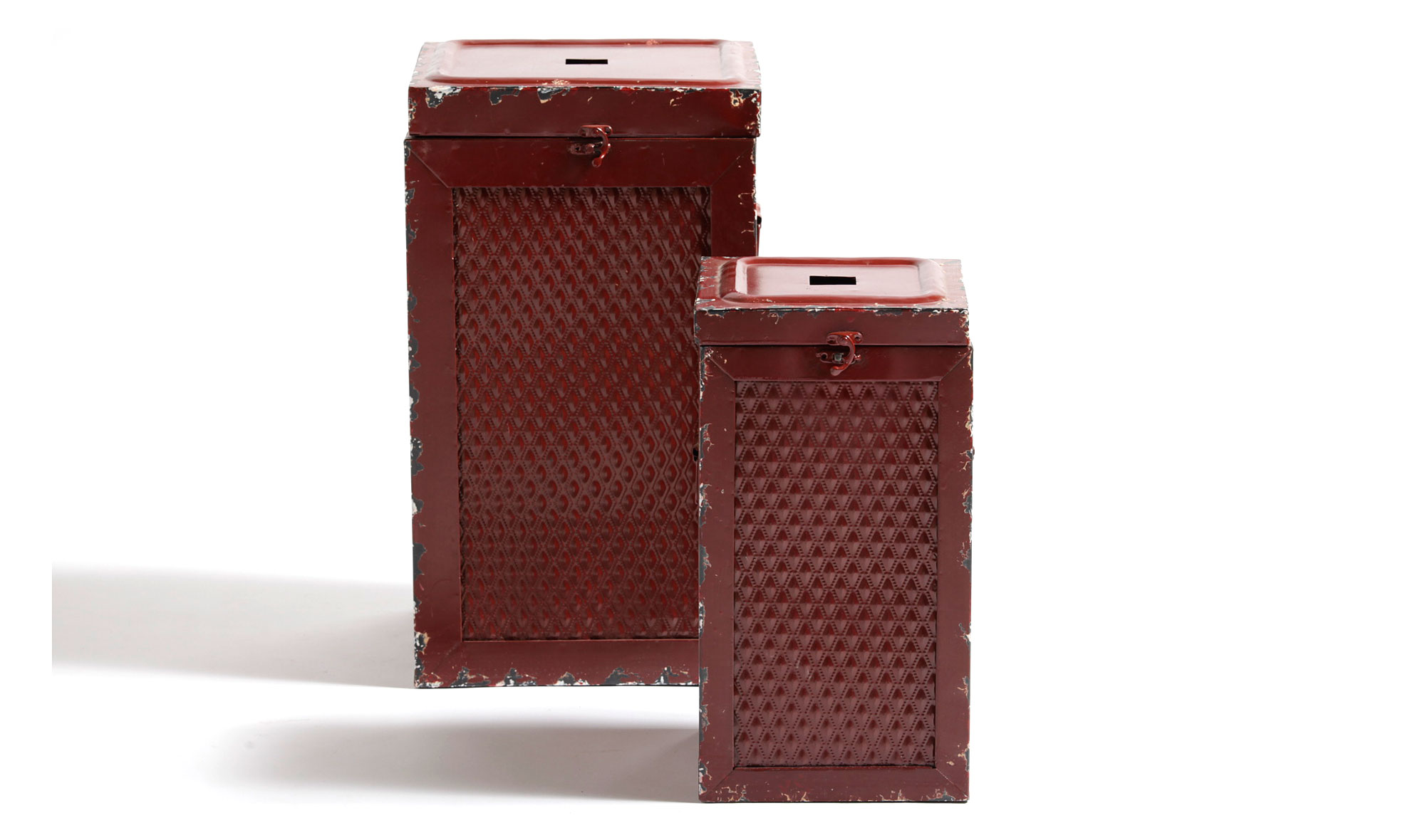 Set 2 taburetes caja rojo vintage Antique
