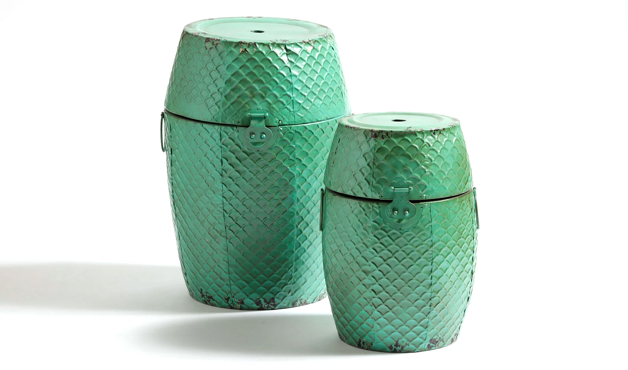 Set 2 taburetes verdes vintage Antique
