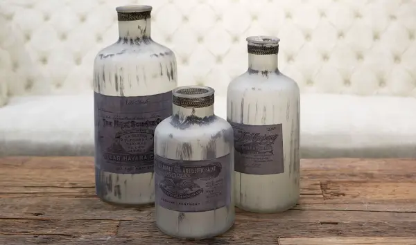 Set 3 botellas decorativas envejecidas