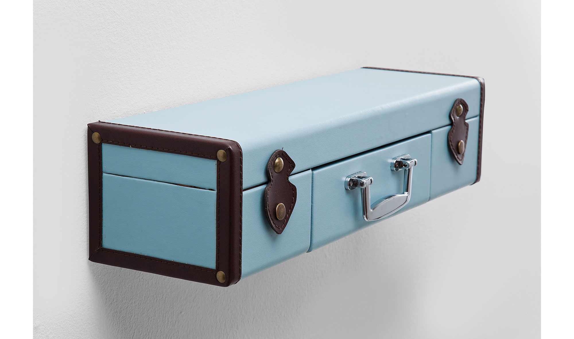 Set 4 estanterías de pared vintage Maleta azul claro