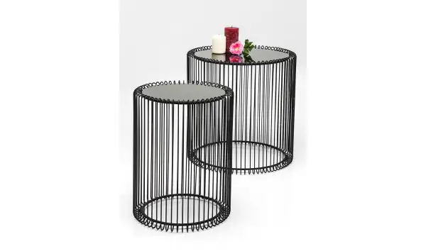 Set dec 2 Mesas auxiliares Wire negro