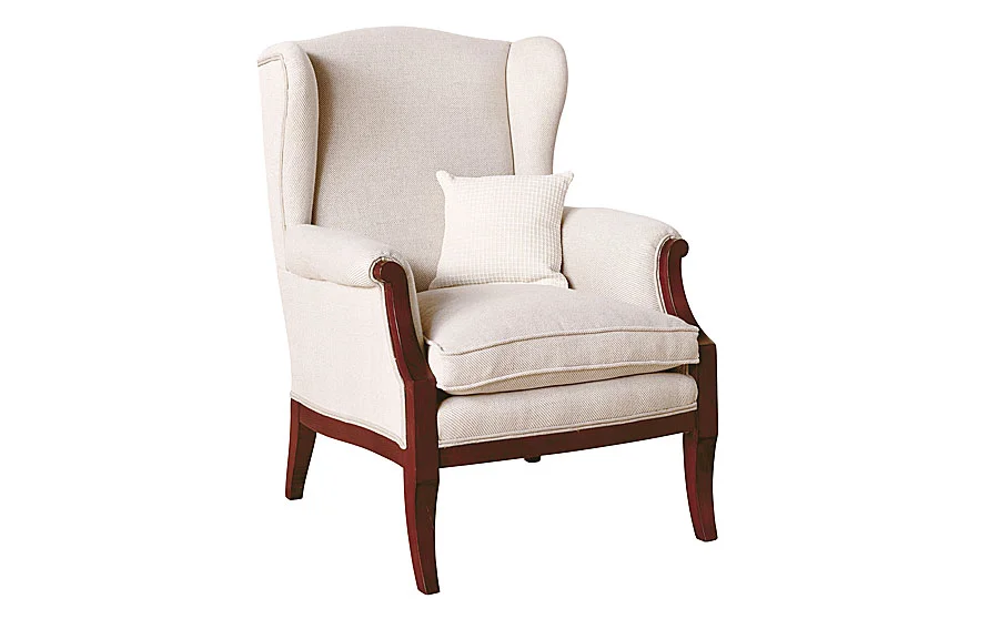 Sillón Orejero tapizado blanco