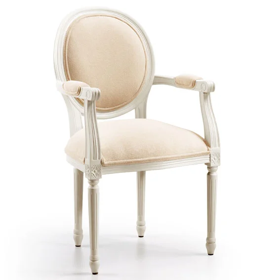 Sillón blanco antiguo Vintage tapizado