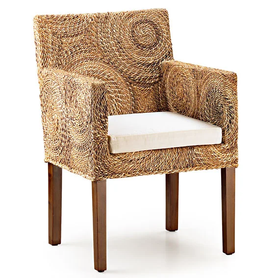Sillón rattán Colonial banana círculos