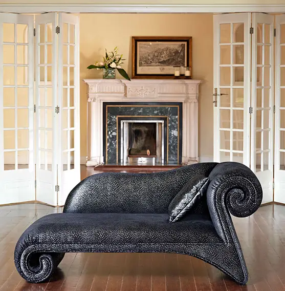 Sofa Chaise Longue Black Silver