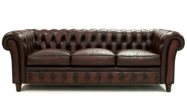 Sofá Chesterfield cuero auténtico con capitoné