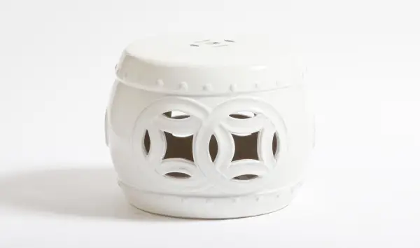 Taburete cerámico bajo blanco