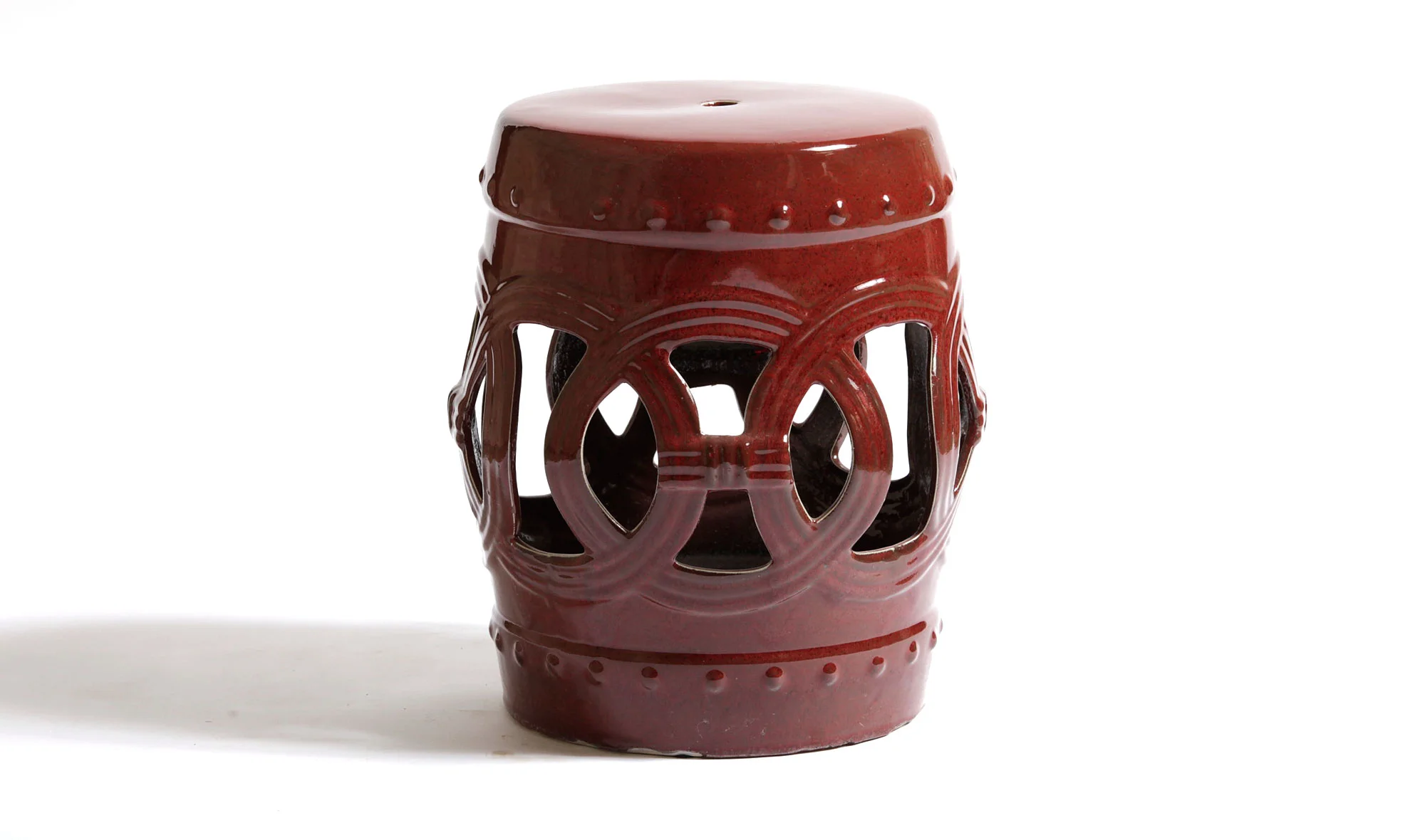 Taburete ceramico circulos rojo