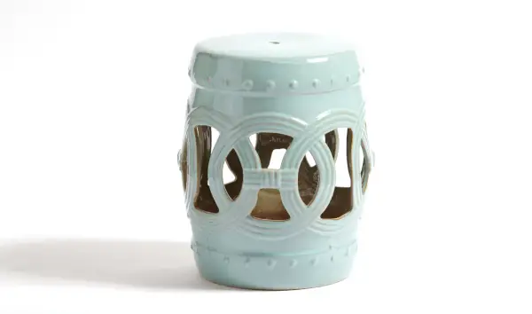 Taburete ceramico circulos verde agua
