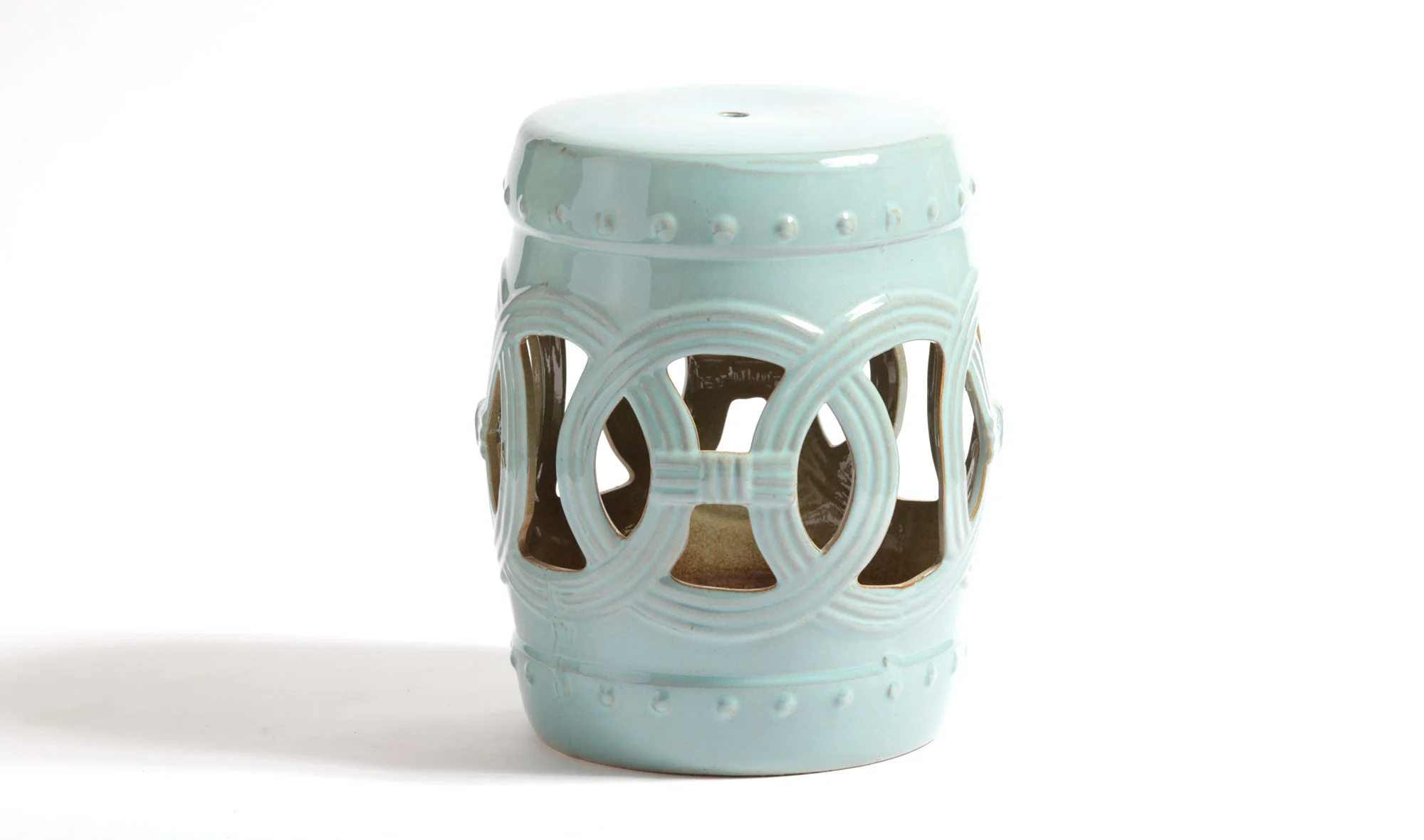 Taburete ceramico circulos verde agua