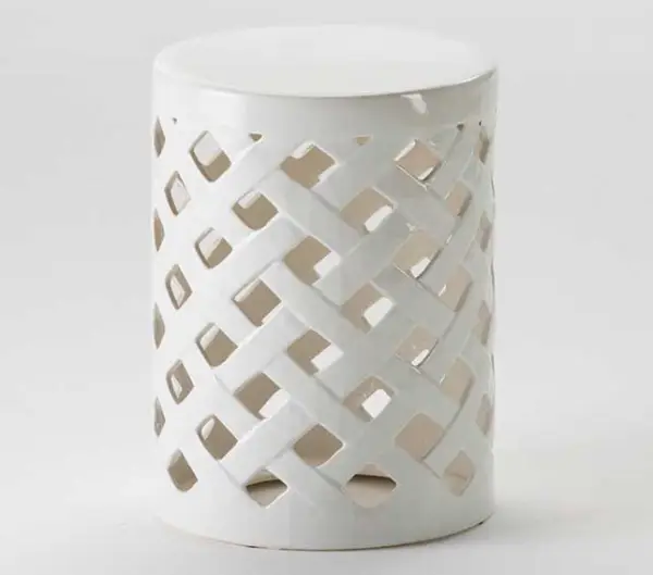 Taburete chino cerámica blanco