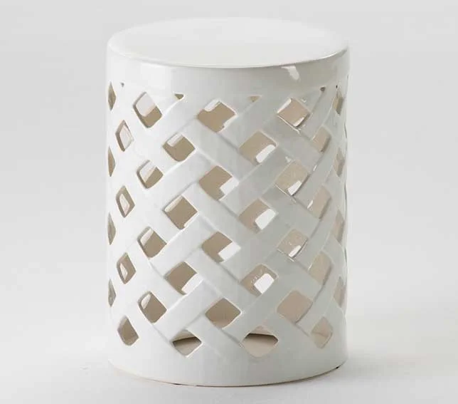 Taburete chino cerámica blanco