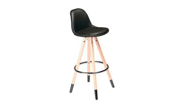 Taburete de bar de cuero negro Orso roble