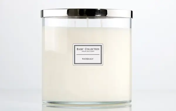 Vela Cilindro 3 Mechas Water Lily Basic Collection