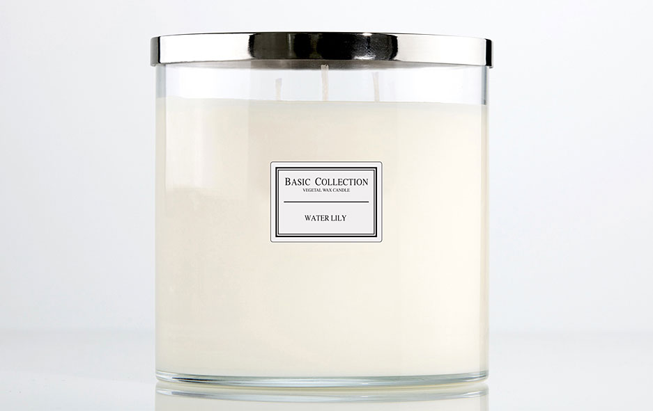 Vela Cilindro 3 Mechas Water Lily Basic Collection