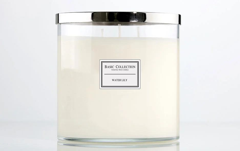 Vela Cilindro 3 Mechas Water Lily Basic Collection