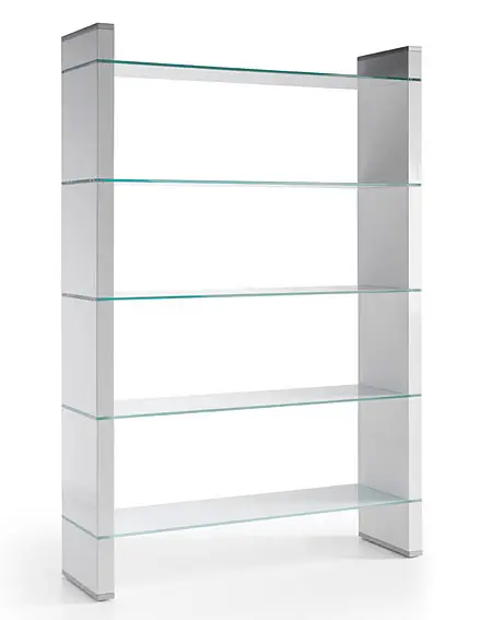 Estantería en madera lacada y cristal templado